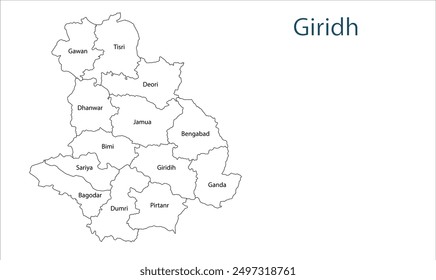 Sub division of Giridh District map, Giridih District, Jharkhand state, Republic of India, Government of Jharkhand, Indian territory, Eastern India, politics, village, tourism