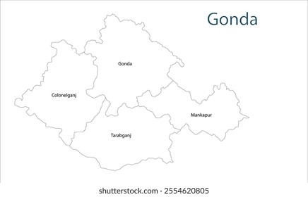 Sub division of Gonda district map, Gonda District, Uttar Pradesh State, Republic of India, Government of  Uttar Pradesh, Indian territory, Eastern India, politics, village, tourism