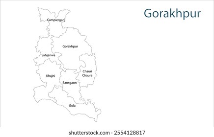 Sub division of Gorakhpur map, Gorakhpur District, Uttar Pradesh State, Republic of India, Government of  Uttar Pradesh, Indian territory, Eastern India, politics, village, tourism