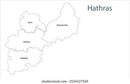 Sub division of Hathras map, Hathras District, Uttar Pradesh State, Republic of India, Government of  Uttar Pradesh, Indian territory, Eastern India, politics, village, tourism