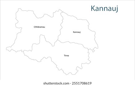 Subdivisión del mapa del distrito de Kannauj, Distrito de Kannauj, Estado de Uttar Pradesh, República de la India, Gobierno de Uttar Pradesh, Territorio indio, India oriental, política, aldea, turismo