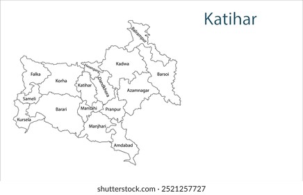 Sub division of Katihar district map, Katihar District, Bihar State, Republic of India, Government of Bihar, Indian territory, Eastern India, politics, village, tourism