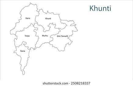 Subdivisão de mapa do distrito de Khunti, distrito de Khunti, estado de Jharkhand, República da Índia, Governo de Jharkhand, território indiano, Índia Oriental, política, aldeia, turismo