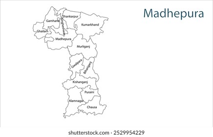 Sub division of Madhepura district map, Madhepura District, Bihar State, Republic of India, Government of Bihar, Indian territory, Eastern India, politics, village, tourism