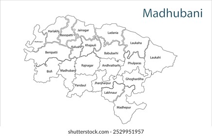 Sub division of Madhubani district map, Madhubani District, Bihar State, Republic of India, Government of Bihar, Indian territory, Eastern India, politics, village, tourism