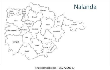 Sub division of Naland District map, Nalanda District, Bihar State, Republic of India, Government of Bihar, Indian territory, Eastern India, politics, village, tourism