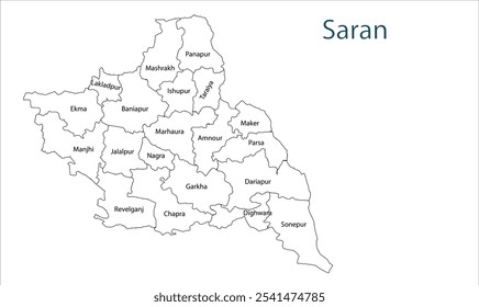 Subdivisión del mapa del distrito de Saran, distrito de Saran, estado de Bihar, República de la India, Gobierno de Bihar, territorio indio, India oriental, política, aldea, turismo