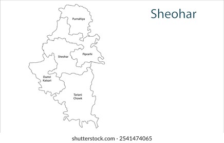 subdivisión del mapa del distrito de Sheohar, distrito de Sheohar, estado de Bihar, República de la India, Gobierno de Bihar, territorio indio, India oriental, política, aldea, turismo