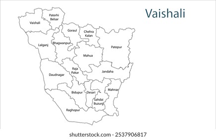 Sub division of Vaishali Districtmap ,Vaishali District, Bihar State, Republic of India, Government of Bihar, Indian territory, Eastern India, politics, village, tourism