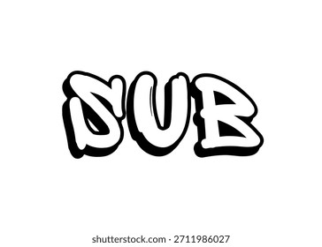 Sub, fonte vetorial de grafite
Palavra de fonte vetorial em um plano de fundo branco