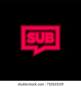 Sub red glowing neon ui ux icon. Glowing sign logo vector