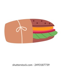 Sub sandwich. Flat vector illustration isolated on white background.