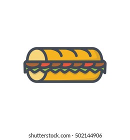 Sub Sandwich Icon Fast Food Colored