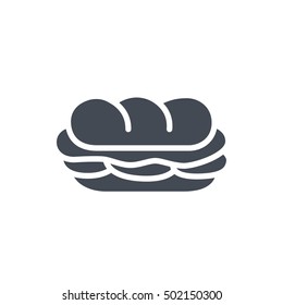 Sub Sandwich Icon Fast Food Solid silhouette
