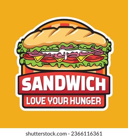 El diseño del logotipo del sándwich con emblema de restaurante