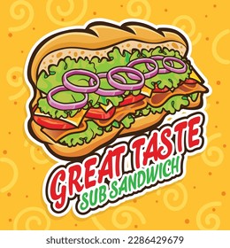 El diseño de vectores de mascota con el logotipo Sub Sandwich