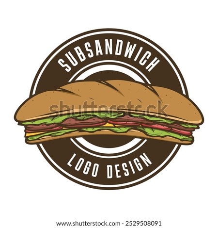 Sub sandwich restaurant logo design template