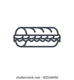 Sub Sanwich Icon Outlined Fast Food