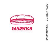 sub submarine sandwich logo icon in monochrome pink color style