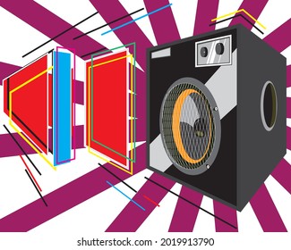 Subwoofer con vector de fondo colorido