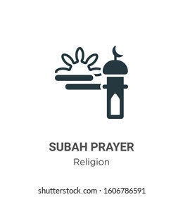 Subah prayer glyph icon vector on white background. Flat vector subah prayer icon symbol sign from modern religion collection for mobile concept and web apps design.