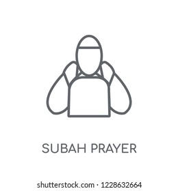 Subah Prayer linear icon. Modern outline Subah Prayer logo concept on white background from Religion-2 collection. Suitable for use on web apps, mobile apps and print media.