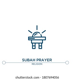 subah prayer outline vector icon. simple element illustration. subah prayer outline icon from editable religion concept. can be used for web and mobile
