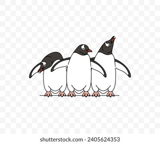 Subantarctic penguin or gentoo penguins, graphic design. Animal, bird, avian, feathered, antarctica and nature, vector design and illustration