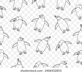 Subantarctic penguin or gentoo penguins, seamless vector background and pattern. Animal, bird, avian, feathered, antarctica and nature, vector design and illustration