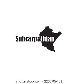 Subcarpathian map and black lettering design on white background