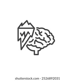 Subconscious Mind line icon. linear style sign for mobile concept and web design. Brain with an iceberg outline vector icon. Symbol, logo illustration. Vector graphics