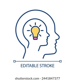 Subconscious mind RGB color icon. Human brain ability. Ideas generation. Innovative thinking. Isolated vector illustration. Simple filled line drawing. Editable stroke. Arial font used