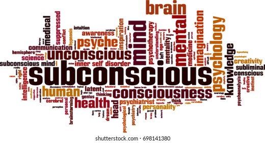 Subconscious word cloud concept. Vector illustration