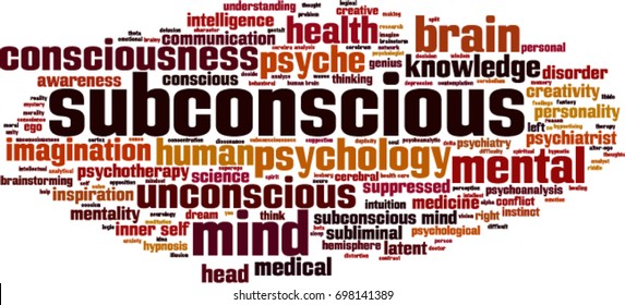 Subconscious word cloud concept. Vector illustration