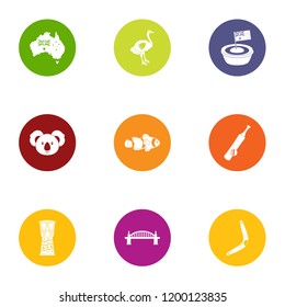 Subcontinent icons set. Flat set of 9 subcontinent vector icons for web isolated on white background