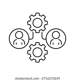 Icono de subcontratación con personas, Vector de línea