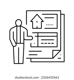 subcontractor bids interior design line icon vector. subcontractor bids interior design sign. isolated contour symbol black illustration