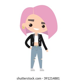 Subcultural girl, Flat vector illustration