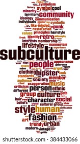 Subculture word cloud concept. Vector illustration