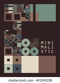 Subdivided grid system with symbols. Randomly sized objects with fixed space between. Futuristic minimalistic layout. Conceptual generative background. Procedural cover graphics. Creative coding. 