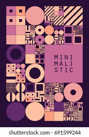 Subdivided grid system with symbols. Randomly sized objects with fixed space between. Futuristic minimalistic layout. Conceptual generative background. Procedural cover graphics. Creative coding. 