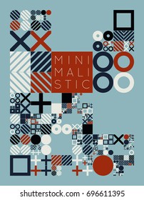 Subdivided grid system with symbols. Randomly sized objects with fixed space between. Futuristic minimalistic colorful layout. Conceptual generative background. Procedural graphics. Creative coding.
