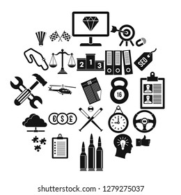Subdual icons set. Simple set of 25 subdual vector icons for web isolated on white background