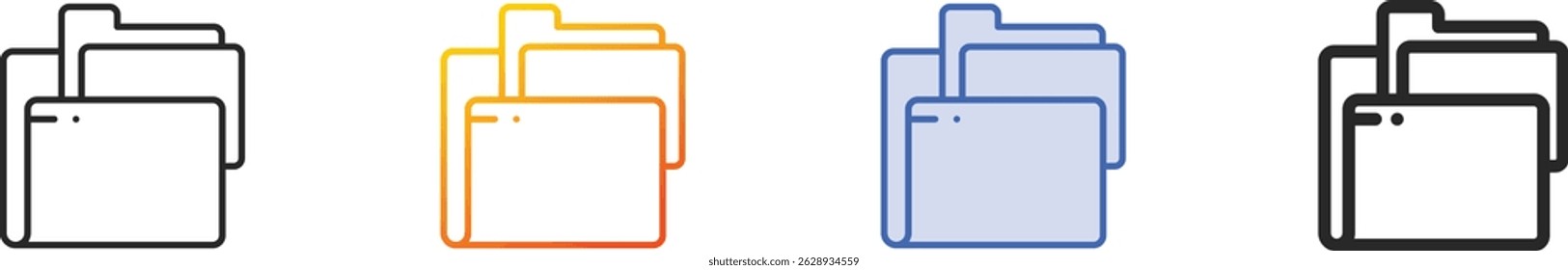 subfolder icon.Thin Linear, Gradient, Blue Stroke and bold Style Design Isolated On White Background
