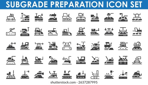 Subgrade preparation Icon Set, Creative vector, web and print Icon Design.eps