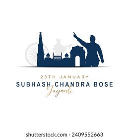 Subhas, Chandra, Bose, poster, 23rd January Vector post, story, banner, card, web, freedom. Netaji Subhas Chandra Bose Jayanti means Subhas Chandra Bose Birthday.