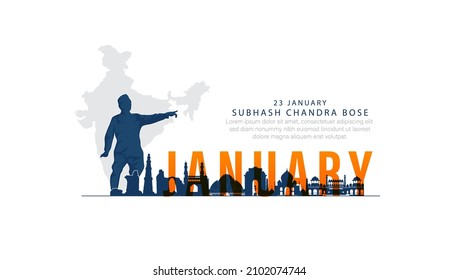 SUBHASH CHAND BOSE 23 JANUARY. VECTOR 