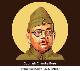 Subhash Chandra Bose, luchador por la libertad y héroe nacional de India Netaji Subhash Chandra Bose. Ilustración del vector