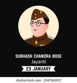 Subhash Chandra Bose Jayanti 23 January Parakram Diwas Celebration Vector Design