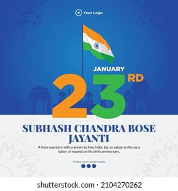 Subhash chandra bose jayanti banner design template.